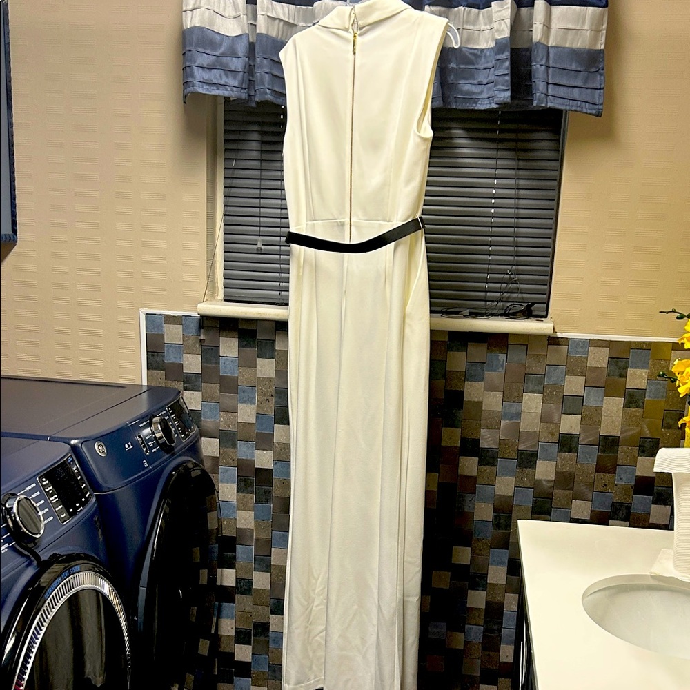 Calvin Klein Cream Sleeveless Jumpsuit with Black Detail